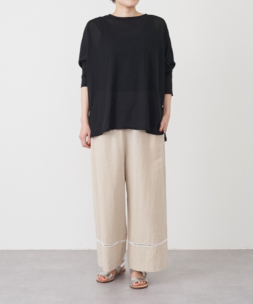 BEARDSLEY（ビアズリー）の「裾ハシゴレースウエストリブパンツ（その他パンツ・レディース・ベージュ・FREE）」の2枚目の写真