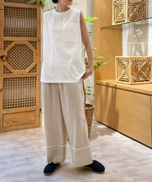 BEARDSLEY（ビアズリー）の「裾ハシゴレースウエストリブパンツ（その他パンツ・レディース・ベージュ・FREE）」の7枚目の写真