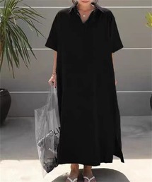 Iライン サイドスリット ロングワンピース