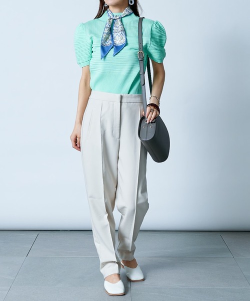 MAISON BREEZE(メゾンブリーズ)の「【MAISON BREEZE】モックネックリブ編みパフスリーブトップス SCCH141(Tシャツ/カットソー・レディース・ホワイト/ブラック/パープル/ピンク/イエロー/グリーン・FREE)」の22枚目の写真
