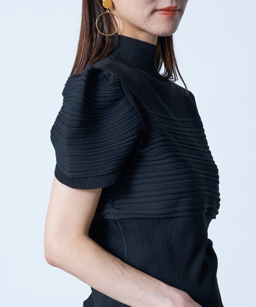 MAISON BREEZE(メゾンブリーズ)の「【MAISON BREEZE】モックネックリブ編みパフスリーブトップス SCCH141(Tシャツ/カットソー・レディース・ホワイト/ブラック/パープル/ピンク/イエロー/グリーン・FREE)」の18枚目の写真