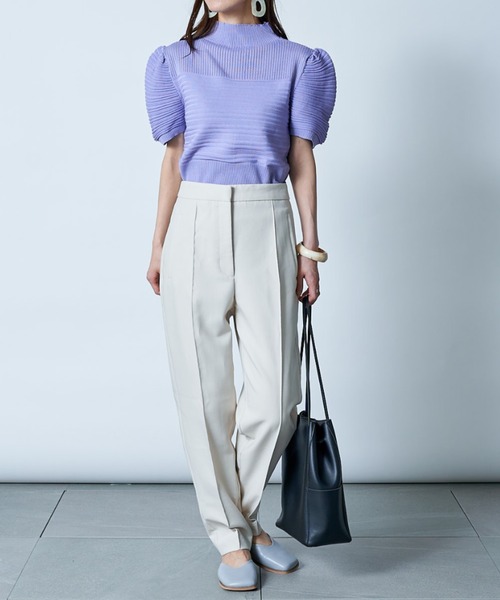 MAISON BREEZE(メゾンブリーズ)の「【MAISON BREEZE】モックネックリブ編みパフスリーブトップス SCCH141(Tシャツ/カットソー・レディース・ホワイト/ブラック/パープル/ピンク/イエロー/グリーン・FREE)」の13枚目の写真