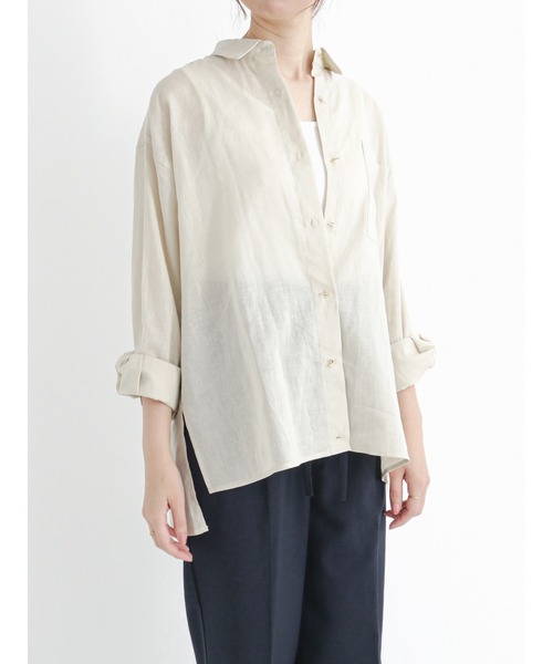 Te chichi（テチチ）の「綿麻２WAYシャツ（シャツ/ブラウス・レディース・ベージュ/ピンク/イエロー/グリーン・ﾌﾘ-）」の2枚目の写真