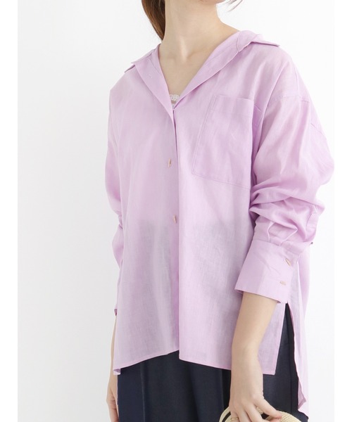 Te chichi（テチチ）の「綿麻２WAYシャツ（シャツ/ブラウス・レディース・ベージュ/ピンク/イエロー/グリーン・ﾌﾘ-）」の4枚目の写真