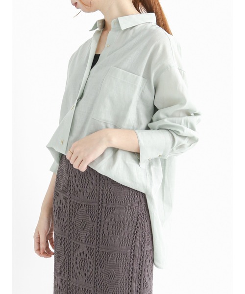 Te chichi（テチチ）の「綿麻２WAYシャツ（シャツ/ブラウス・レディース・ベージュ/ピンク/イエロー/グリーン・ﾌﾘ-）」の3枚目の写真