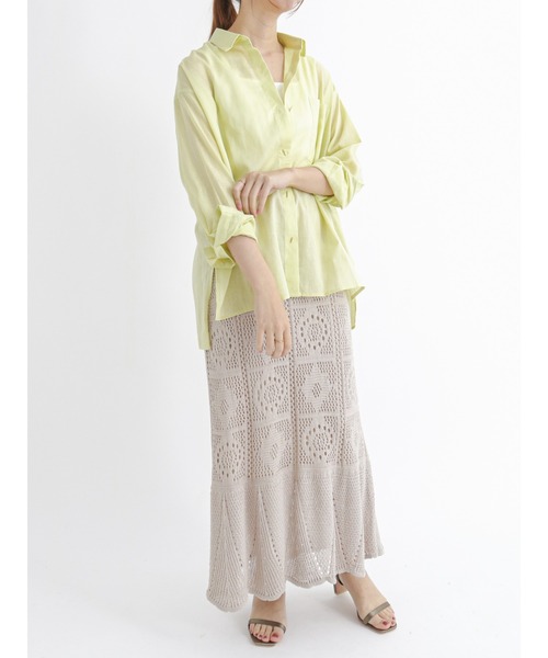 Te chichi（テチチ）の「綿麻２WAYシャツ（シャツ/ブラウス・レディース・ベージュ/ピンク/イエロー/グリーン・ﾌﾘ-）」の9枚目の写真