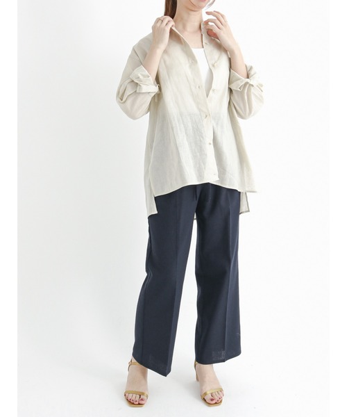 Te chichi（テチチ）の「綿麻２WAYシャツ（シャツ/ブラウス・レディース・ベージュ/ピンク/イエロー/グリーン・ﾌﾘ-）」の7枚目の写真