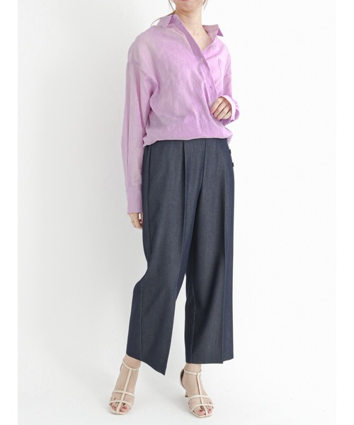 Te chichi（テチチ）の「綿麻２WAYシャツ（シャツ/ブラウス・レディース・ベージュ/ピンク/イエロー/グリーン・ﾌﾘ-）」の6枚目の写真