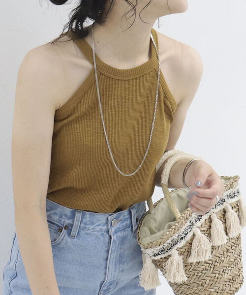 fredy emue（フレディエミュ）の「テレコ アメスリタンクトップ（タンクトップ・レディース・チャコールグレー/ブラック/キャメル/オフホワイト・38）」の4枚目の写真