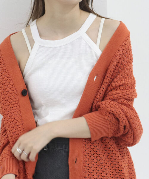 fredy emue（フレディエミュ）の「テレコ アメスリタンクトップ（タンクトップ・レディース・チャコールグレー/ブラック/キャメル/オフホワイト・38）」の2枚目の写真