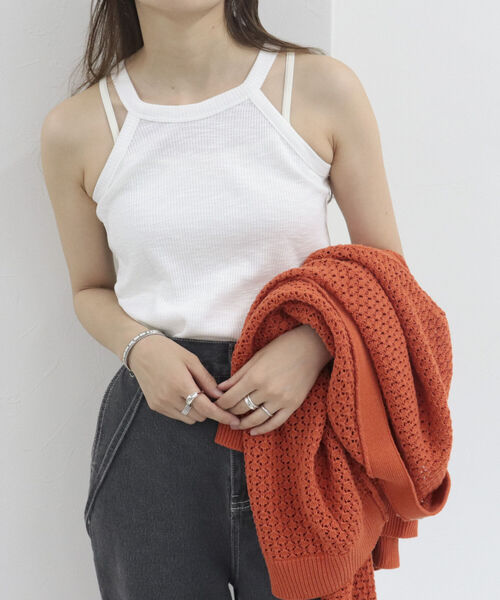 fredy emue（フレディエミュ）の「テレコ アメスリタンクトップ（タンクトップ・レディース・チャコールグレー/ブラック/キャメル/オフホワイト・38）」の6枚目の写真