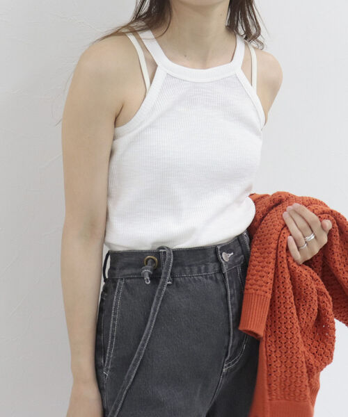 fredy emue（フレディエミュ）の「テレコ アメスリタンクトップ（タンクトップ・レディース・チャコールグレー/ブラック/キャメル/オフホワイト・38）」の7枚目の写真