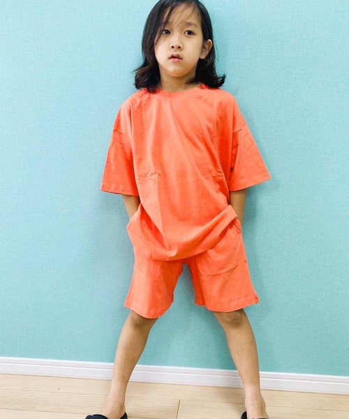 THE CASUAL(カジュアル)の「無地半袖Tシャツ ショートパンツ セットアップ キッズ(Tシャツ/カットソー・キッズ・ブラック/ベージュ/ネイビー/オレンジ/杢グレー/チャコール/モカ/ブルー・110cm/100cm/120cm/130cm/140cm/150cm/160cm)」の8枚目の写真