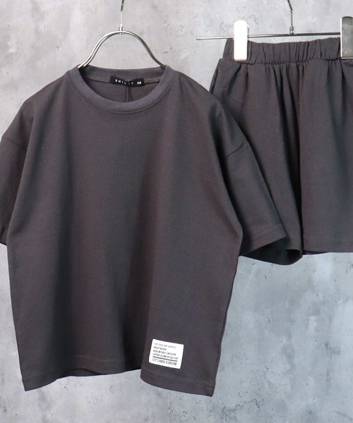 THE CASUAL(カジュアル)の「無地半袖Tシャツ ショートパンツ セットアップ キッズ(Tシャツ/カットソー・キッズ・ブラック/ベージュ/ネイビー/オレンジ/杢グレー/チャコール/モカ/ブルー・110cm/100cm/120cm/130cm/140cm/150cm/160cm)」の4枚目の写真