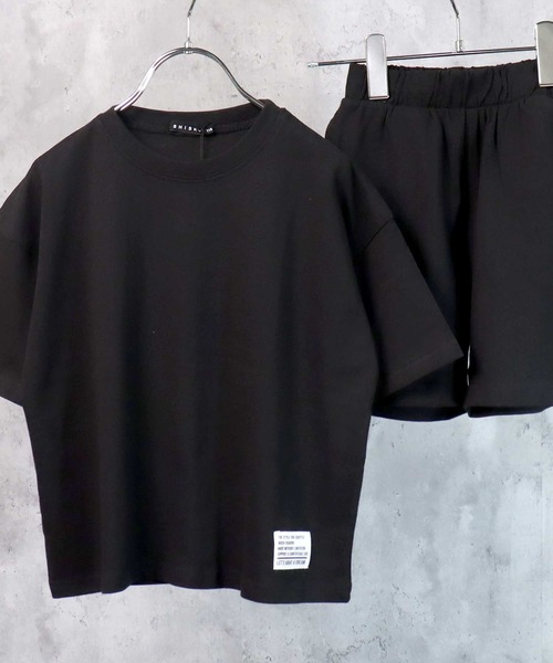 THE CASUAL(カジュアル)の「無地半袖Tシャツ ショートパンツ セットアップ キッズ(Tシャツ/カットソー・キッズ・ブラック/ベージュ/ネイビー/オレンジ/杢グレー/チャコール/モカ/ブルー・110cm/100cm/120cm/130cm/140cm/150cm/160cm)」の2枚目の写真