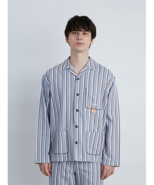 gelato pique（ジェラートピケ）の「【EAMES】【HOMME】リサイクルストライプシャツ（ルームウェア/パジャマ・メンズ・イエロー/ブルー・MEDIUM/LARGE）」の10枚目の写真