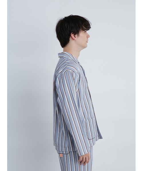 gelato pique（ジェラートピケ）の「【EAMES】【HOMME】リサイクルストライプシャツ（ルームウェア/パジャマ・メンズ・イエロー/ブルー・MEDIUM/LARGE）」の12枚目の写真