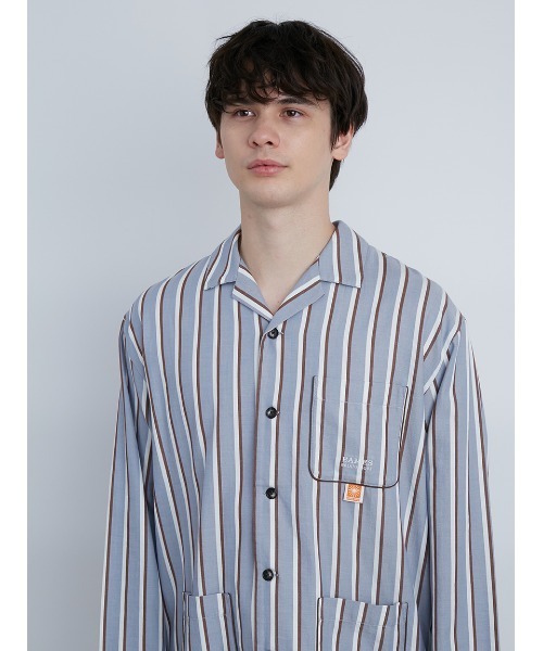 gelato pique（ジェラートピケ）の「【EAMES】【HOMME】リサイクルストライプシャツ（ルームウェア/パジャマ・メンズ・イエロー/ブルー・MEDIUM/LARGE）」の13枚目の写真