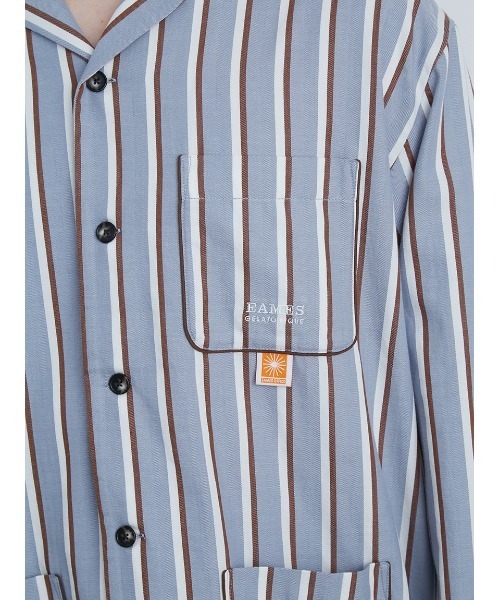 gelato pique（ジェラートピケ）の「【EAMES】【HOMME】リサイクルストライプシャツ（ルームウェア/パジャマ・メンズ・イエロー/ブルー・MEDIUM/LARGE）」の14枚目の写真