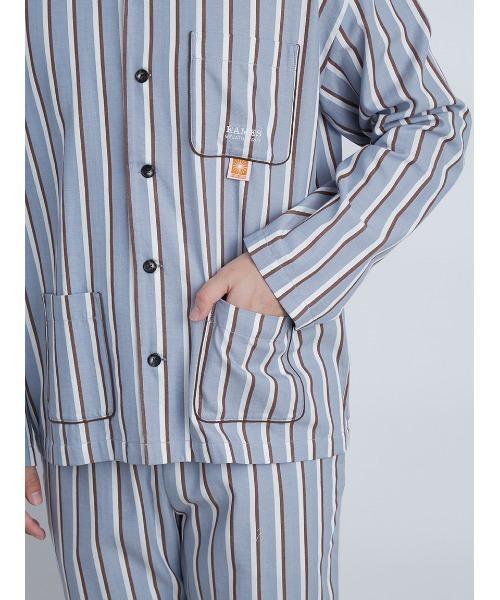 gelato pique（ジェラートピケ）の「【EAMES】【HOMME】リサイクルストライプシャツ（ルームウェア/パジャマ・メンズ・イエロー/ブルー・MEDIUM/LARGE）」の15枚目の写真