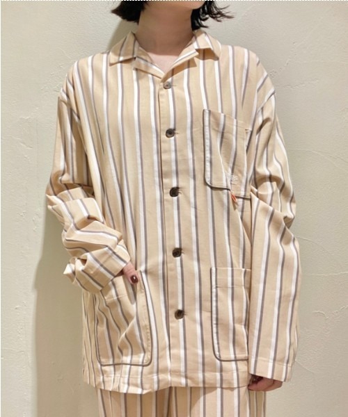 gelato pique（ジェラートピケ）の「【EAMES】【HOMME】リサイクルストライプシャツ（ルームウェア/パジャマ・メンズ・イエロー/ブルー・MEDIUM/LARGE）」の19枚目の写真