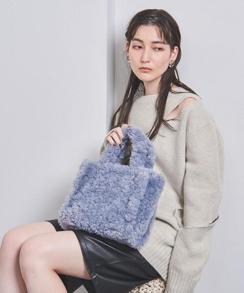 UNITED ARROWS（ユナイテッドアローズ）の「ボリューム ボア トートバッグ S（トートバッグ・レディース・ライトブルー/ブラウン・FREE）」の4枚目の写真