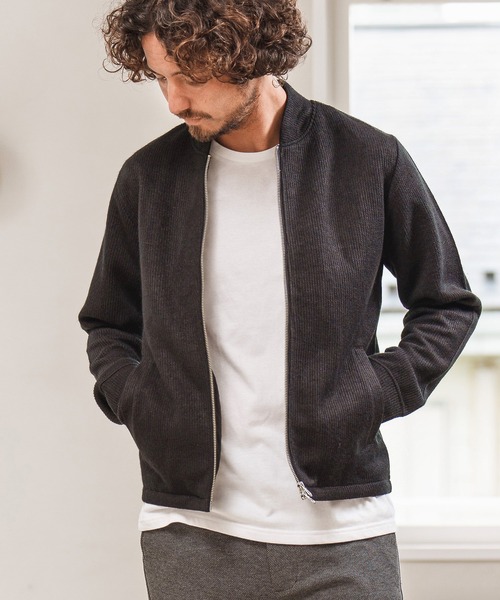 Magine(マージン)の「mj8747- MA-1 LIKE KNIT SEW JACKET MA-1ジャケット(MA-1・メンズ・ブラック/カーキブラウン/ホワイト・46/44/48)」の2枚目の写真