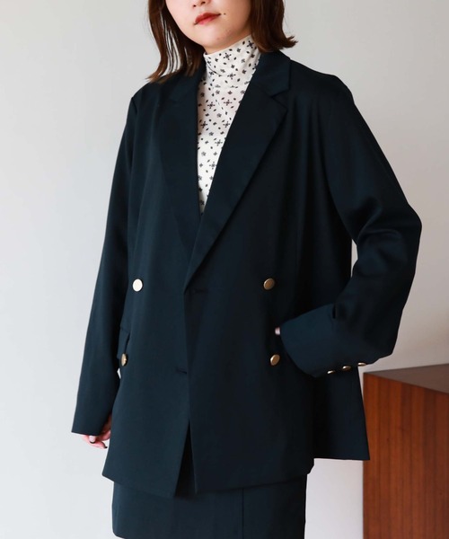 archives（アルシーヴ）の「チェックダブル釦オーバージャケット（テーラードジャケット・レディース・チャコールグレー/ベージュ/ネイビー/ブラウン・MEDIUM）」の4枚目の写真