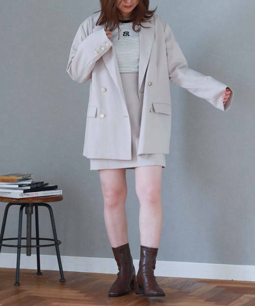 archives（アルシーヴ）の「チェックダブル釦オーバージャケット（テーラードジャケット・レディース・チャコールグレー/ベージュ/ネイビー/ブラウン・MEDIUM）」の8枚目の写真