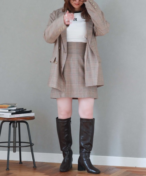 archives（アルシーヴ）の「チェックダブル釦オーバージャケット（テーラードジャケット・レディース・チャコールグレー/ベージュ/ネイビー/ブラウン・MEDIUM）」の9枚目の写真