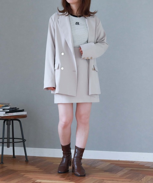 archives（アルシーヴ）の「チェックダブル釦オーバージャケット（テーラードジャケット・レディース・チャコールグレー/ベージュ/ネイビー/ブラウン・MEDIUM）」の10枚目の写真