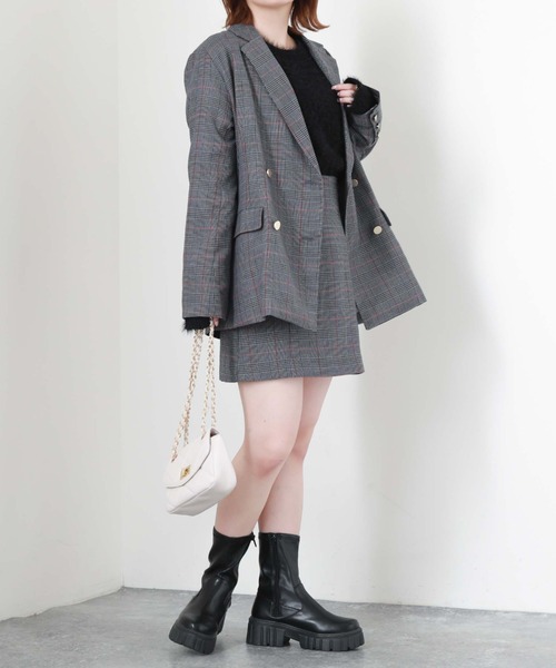 archives（アルシーヴ）の「チェックダブル釦オーバージャケット（テーラードジャケット・レディース・チャコールグレー/ベージュ/ネイビー/ブラウン・MEDIUM）」の14枚目の写真