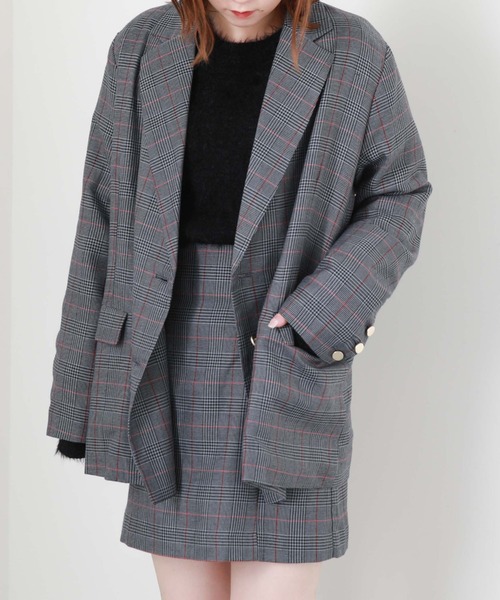 archives（アルシーヴ）の「チェックダブル釦オーバージャケット（テーラードジャケット・レディース・チャコールグレー/ベージュ/ネイビー/ブラウン・MEDIUM）」の16枚目の写真
