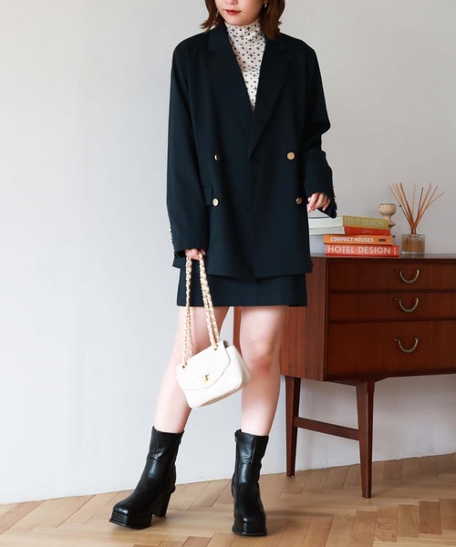 archives（アルシーヴ）の「チェックダブル釦オーバージャケット（テーラードジャケット・レディース・チャコールグレー/ベージュ/ネイビー/ブラウン・MEDIUM）」の21枚目の写真