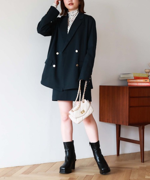 archives（アルシーヴ）の「チェックダブル釦オーバージャケット（テーラードジャケット・レディース・チャコールグレー/ベージュ/ネイビー/ブラウン・MEDIUM）」の22枚目の写真