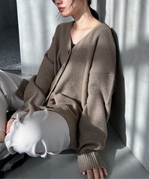 feepur | 【ハンドウォッシャブル】メランジVネックビッグカーディガン(カーディガン/ボレロ)