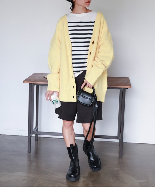 feepur(フェピュール)の「【ハンドウォッシャブル】メランジVネックビッグカーディガン(カーディガン/ボレロ・レディース・アイボリー/ベージュ/ブラック/イエロー/ブルー/ピンク・MEDIUM)」の12枚目の写真