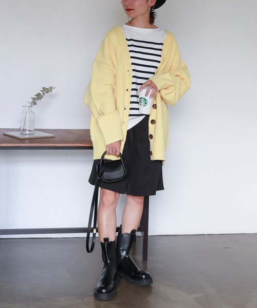 feepur(フェピュール)の「【ハンドウォッシャブル】メランジVネックビッグカーディガン(カーディガン/ボレロ・レディース・アイボリー/ベージュ/ブラック/イエロー/ブルー/ピンク・MEDIUM)」の13枚目の写真