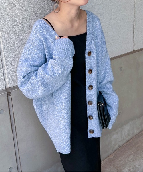 feepur(フェピュール)の「【ハンドウォッシャブル】メランジVネックビッグカーディガン(カーディガン/ボレロ・レディース・アイボリー/ベージュ/ブラック/イエロー/ブルー/ピンク・MEDIUM)」の17枚目の写真