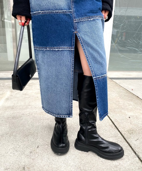 WHO'S WHO gallery（フーズフーギャラリー）の「リメイクライクローライズスカート（デニムスカート・レディース・ブラック/ブルー/ネイビー・FREE）」の15枚目の写真