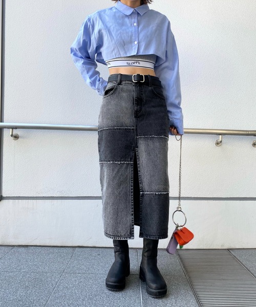 WHO'S WHO gallery（フーズフーギャラリー）の「リメイクライクローライズスカート（デニムスカート・レディース・ブラック/ブルー/ネイビー・FREE）」の7枚目の写真