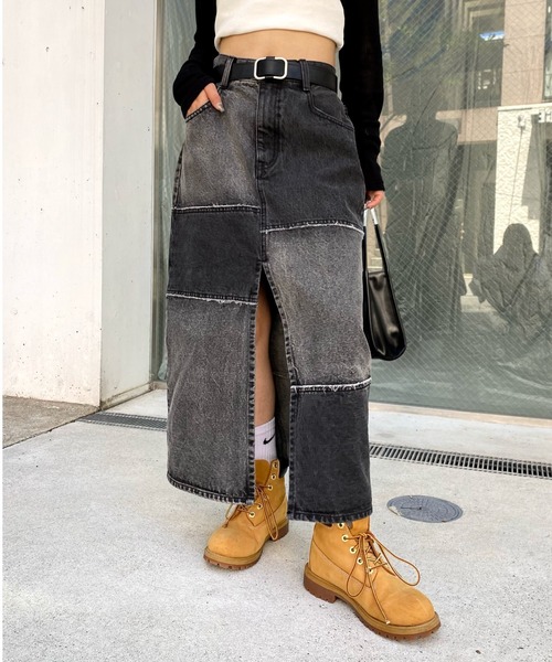 WHO'S WHO gallery（フーズフーギャラリー）の「リメイクライクローライズスカート（デニムスカート・レディース・ブラック/ブルー/ネイビー・FREE）」の8枚目の写真