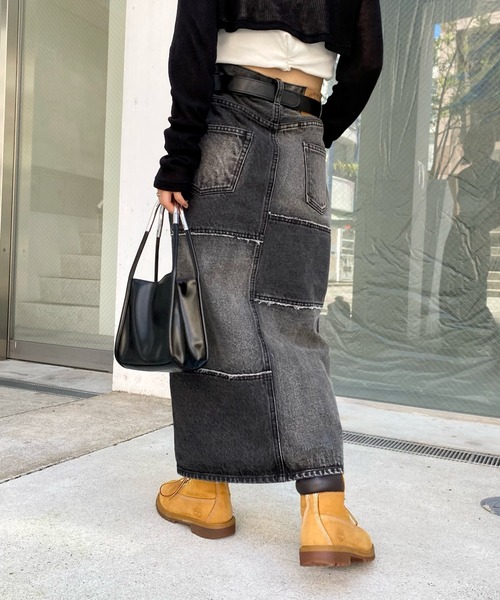 WHO'S WHO gallery（フーズフーギャラリー）の「リメイクライクローライズスカート（デニムスカート・レディース・ブラック/ブルー/ネイビー・FREE）」の9枚目の写真