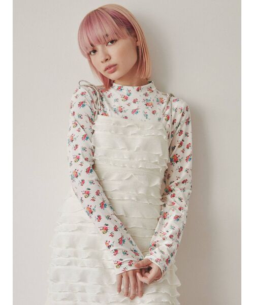 merry jenny（メリージェニー）の「floral ベロアTOPS（Tシャツ