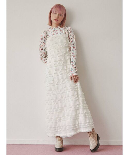 merry jenny（メリージェニー）の「floral ベロアTOPS（Tシャツ/カットソー・レディース・チャコールグレー/オフホワイト・FREE）」の9枚目の写真