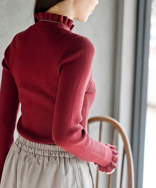 rps（アールピーエス）の「フリルネックリブニットプルオーバー（ニット/セーター・レディース・ブラック/グレー/ピンク/アイボリー/ベージュ系その他/ラベンダー/杢グレー/ボルドー・M/L）」の16枚目の写真