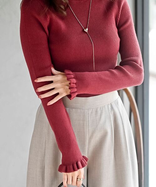 rps（アールピーエス）の「フリルネックリブニットプルオーバー（ニット/セーター・レディース・ブラック/グレー/ピンク/アイボリー/ベージュ系その他/ラベンダー/杢グレー/ボルドー・M/L）」の12枚目の写真