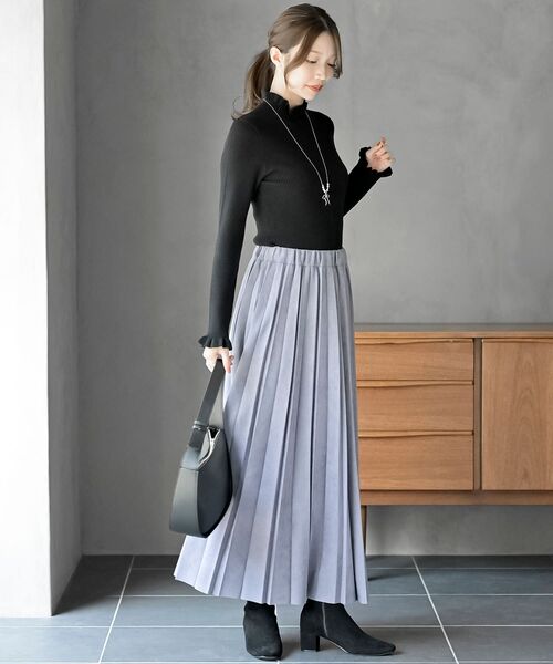 rps（アールピーエス）の「フリルネックリブニットプルオーバー（ニット/セーター・レディース・ブラック/グレー/ピンク/アイボリー/ベージュ系その他/ラベンダー/杢グレー/ボルドー・M/L）」の10枚目の写真