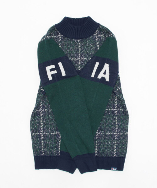 FILA GOLF(フィラゴルフ )の「FILA GOLF/フィラ ゴルフ クルーネック セーター チェック ジャガード ブランドロゴ リサイクル糸 ニット セーター スポーツウェア(ニット/セーター・レディース・ホワイト/グリーン/ピンク・LL/L/M)」の5枚目の写真