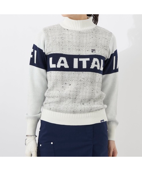 FILA GOLF(フィラゴルフ )の「FILA GOLF/フィラ ゴルフ クルーネック セーター チェック ジャガード ブランドロゴ リサイクル糸 ニット セーター スポーツウェア(ニット/セーター・レディース・ホワイト/グリーン/ピンク・LL/L/M)」の7枚目の写真